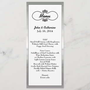 Elegant Silver Tone Framed Wedding Table Menu