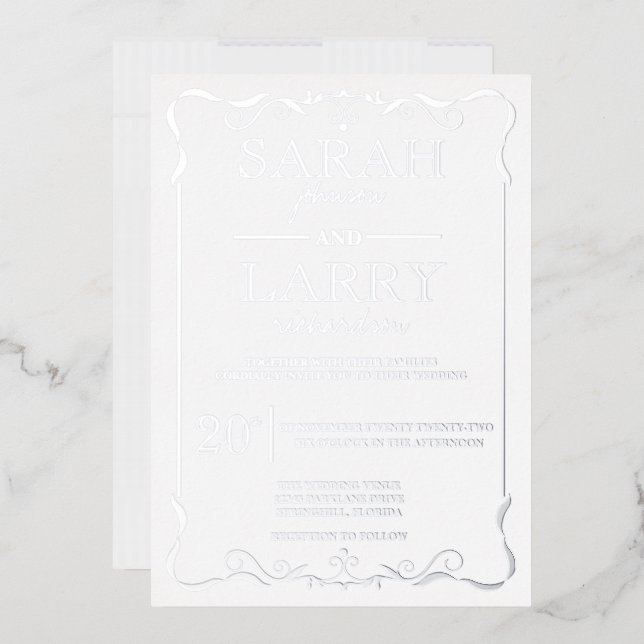Elegant Silver Traditional Wedding Foil Invitation (Envelope)