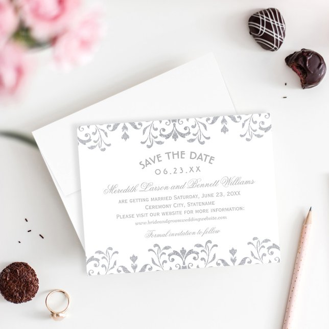 Elegant Silver Vintage Glamour Wedding Save The Date (Creator Uploaded)