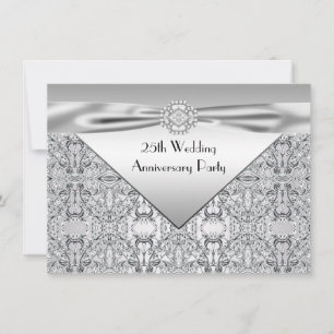 Elegant Silver Wedding Anniversary Party Invitation