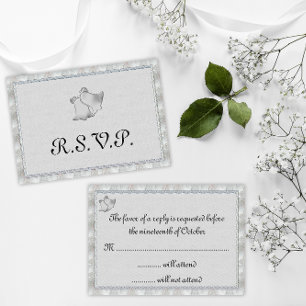 Elegant Silver Wedding Bells RSVP Card