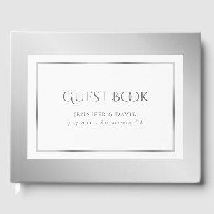 Elegant Silver Wedding Guest Book