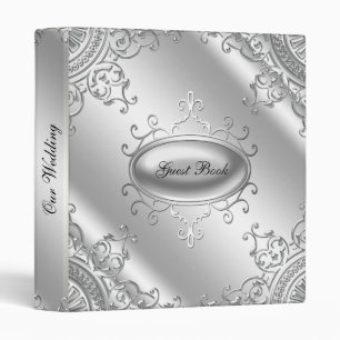 Elegant Silver Wedding Guest Book Binder