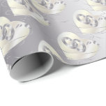 Elegant Silver Wedding Rings Wrapping Paper<br><div class="desc">Elegant Silver with White Gold Hearts and Silver Weddings Bands Gift Wrapping paper. ⭐This Product is 100% Customizable. Graphics and/or text can be added, deleted, moved, resized, changed around, rotated, etc... ✔(just by clicking on the "EDIT DESIGN" area) ⭐99% of my designs in my store are done in layers. This...</div>