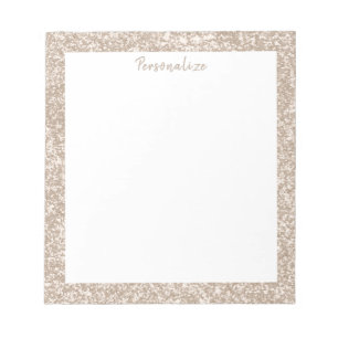 Elegant Silver White Glitter Border Personalized Notepad