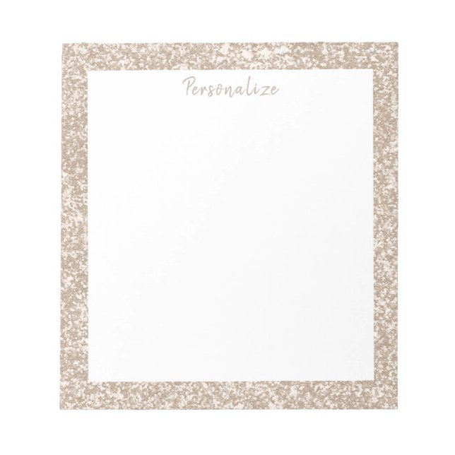 Elegant Silver White Glitter Border Personalized Notepad (Front)
