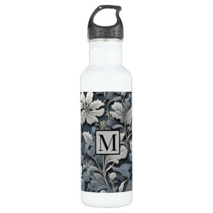 Elegant silver white grey floral 710 ml water bottle