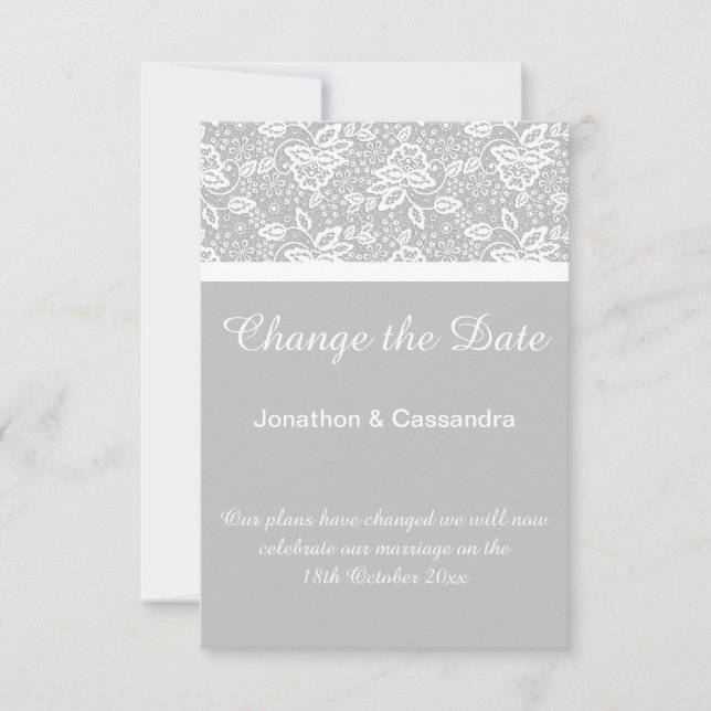 ELEGANT SILVER WHITE LACE CHANGE THE DATE (Front)