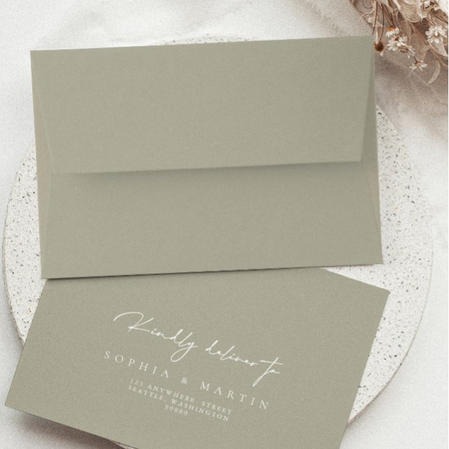 Elegant Silver & White Modern RSVP Return Address Envelope (Creator Uploaded)