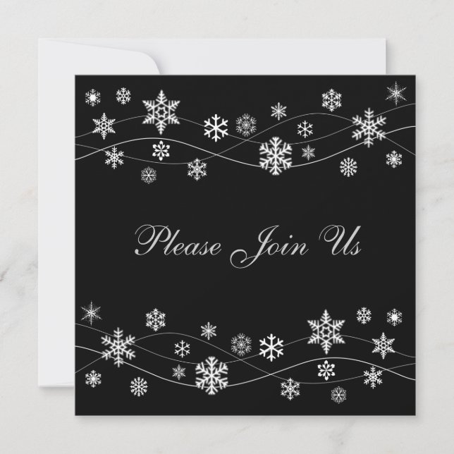 Élégant Silver White Snowflakes Invitations (Devant)