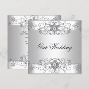 Elegant Silver White Wedding Invitation
