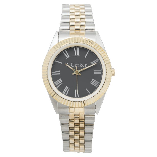 Elegant silver with personalized names watch (Front)