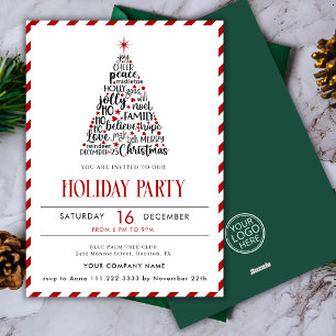 Elegant Simpl Logo Corporate Party Christmas Tree  Holiday Card