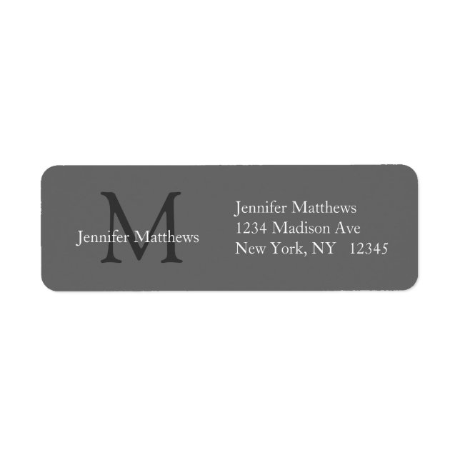Elegant Simple Address Labels Grey White (Front)