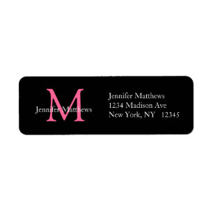 Elegant Simple Address Labels Pink Initial