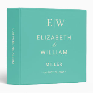 Elegant Simple Aquatic Awe with Monogram Wedding Binder