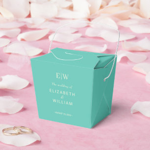 Elegant Simple Aquatic Awe with Monogram Wedding Favor Box
