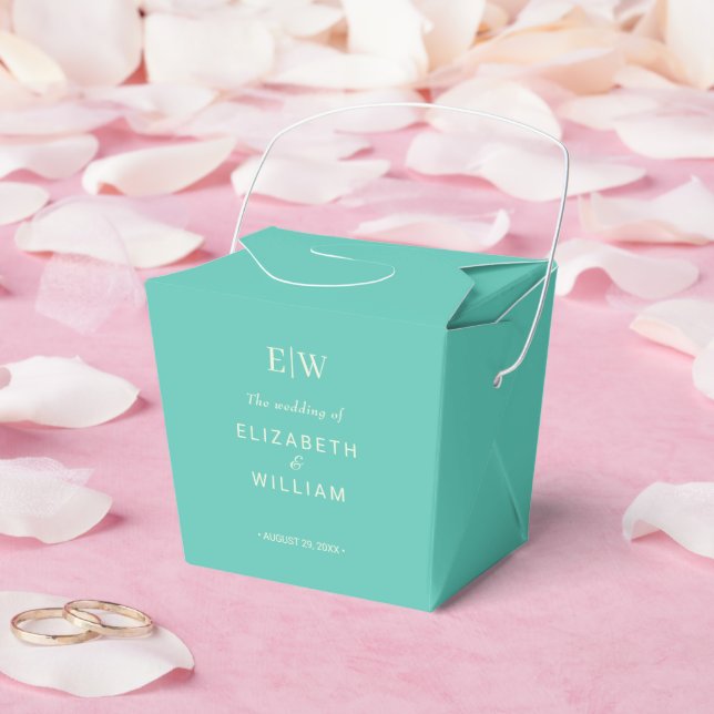 Elegant Simple Aquatic Awe with Monogram Wedding Favor Box (Wedding)