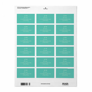 Elegant Simple Aquatic Awe with Monogram Wedding Label
