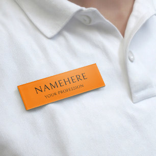 Elegant Simple Basic Orange Minimal Modern Name Tag
