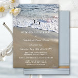 Elegant Simple Beach Wedding Anniversary Party Invitation<br><div class="desc">An elegant wedding anniversary invitation featuring waves flowing on the sand at the beach.</div>