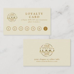 Elegant Simple Beige and Gold Customer Rewards Loyalty Card
