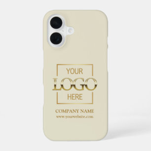 Elegant Simple Beige Business Company Logo Apple iPhone 16 Case