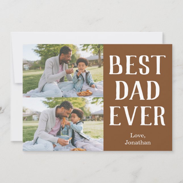 Elegant Simple Best Dad Ever Fathers Day Photo Holiday Card (Front)