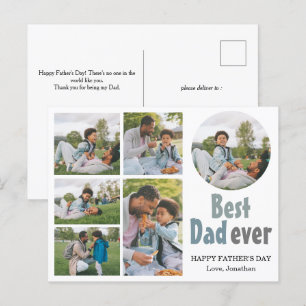 Elegant Simple Best Dad Ever Fathers Day Photo Holiday Postcard