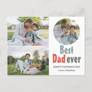 Elegant Simple Best Dad Ever Fathers Day Photo Holiday Postcard
