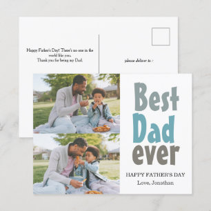 Elegant Simple Best Dad Ever Fathers Day Photo Holiday Postcard