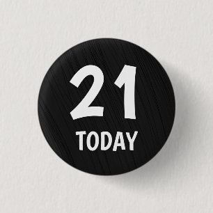 Elegant Simple Black 21st Birthday   1 Inch Round Button