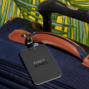 Elegant simple black and grey personalized luggage tag