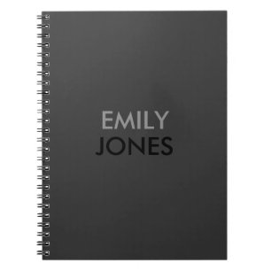 Elegant simple black and grey personalized notebook