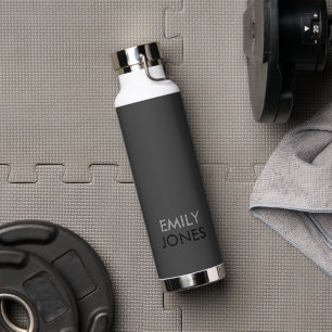 Elegant simple black and grey personalized water bottle