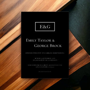 Elegant Simple Black And Silver Monogram Wedding