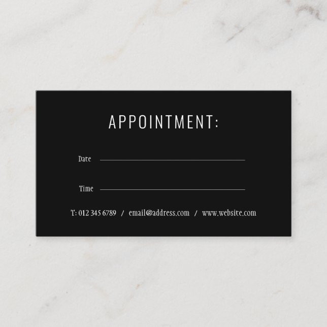 Elegant Simple Black and White Appointment Card (Front)