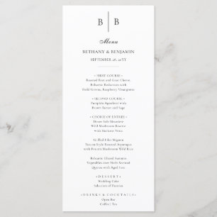 Elegant Simple Black and White Fine Art Wedding Menu