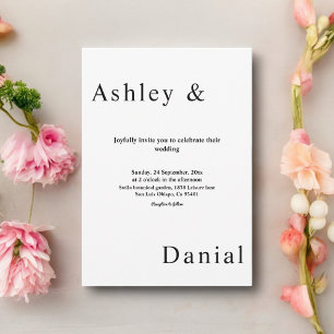 Elegant Simple Black And White Modern Wedding Invitation