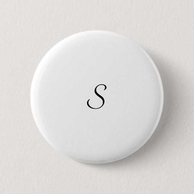 Elegant Simple Black and White Monogram 2 Inch Round Button (Front)
