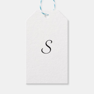 Elegant Simple Black and White Monogram  Gift Tags