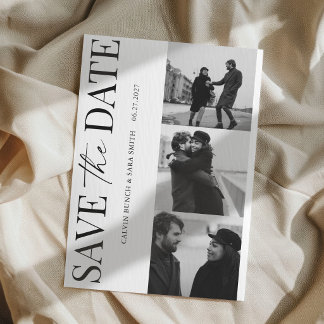 Elegant Simple Black and White Photo Save the Date Invitation