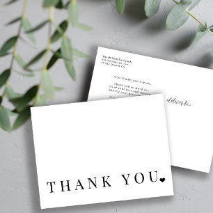Elegant simple black and white thank you postcard