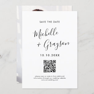 Elegant Simple Black Minimalist Modern QR code Save The Date