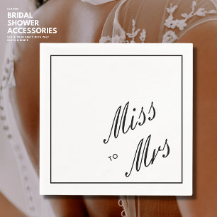 Elegant Simple Black Miss to Mrs Bridal Shower Napkin