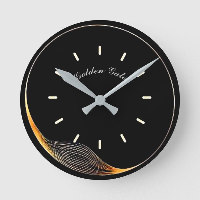 Elegant simple black round clock (Front)