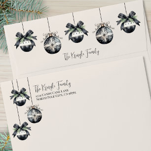 Elegant Simple Black White Christmas Envelope