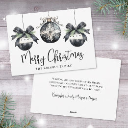 Elegant Simple Black White Christmas Holiday Card