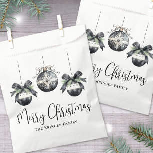 Elegant Simple Black White Christmas Party Favour Bag