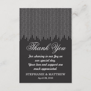 Elegant Simple, Black & White Falling Confetti Thank You Card